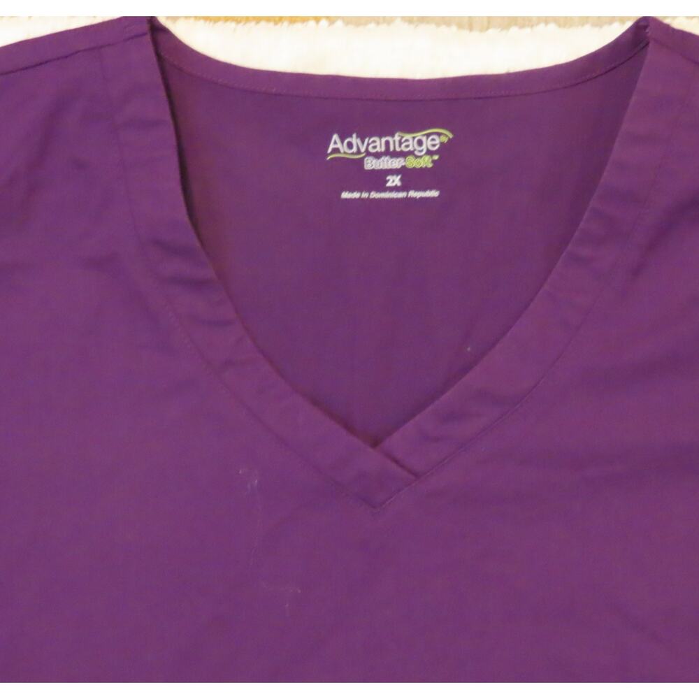 Advantage by Butter-Soft Eggplant Purple V-Neck Scrub Top Style AB202 Size 2X - Picture 2 of 4